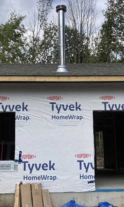 New construction chimney installation